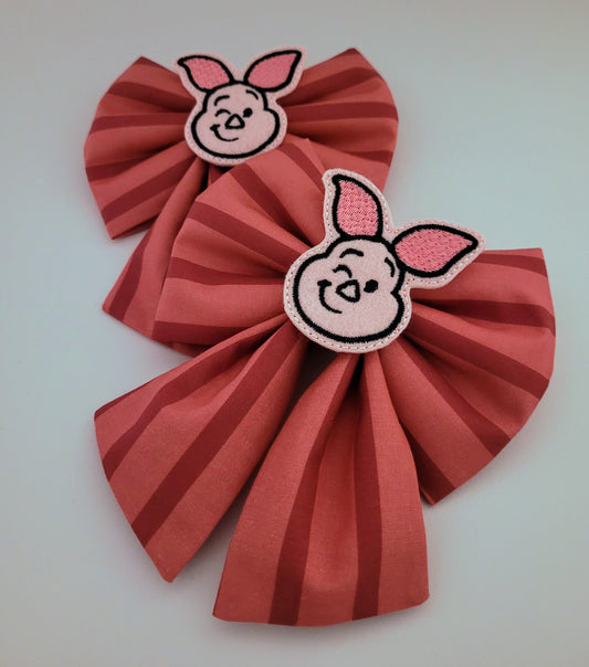 Little piglet embroidered sailor bow