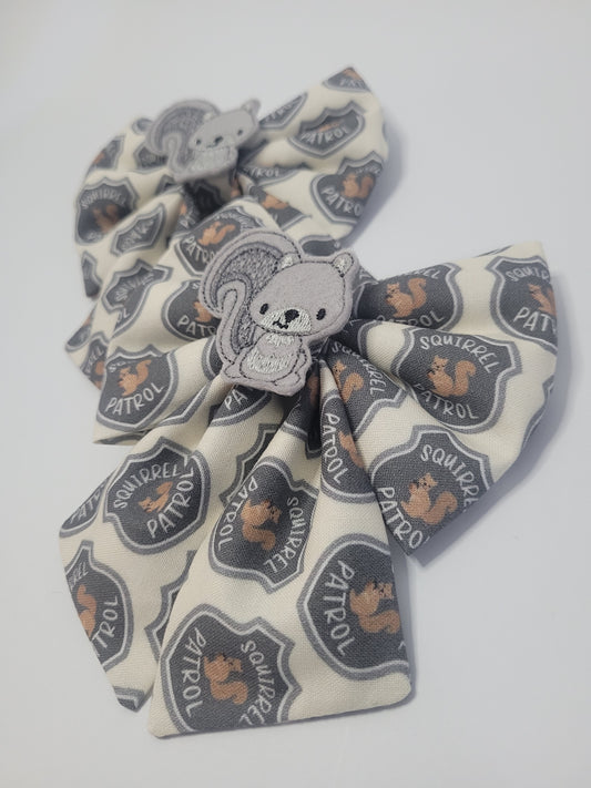 Squirrel patrol embroidered sailor bow