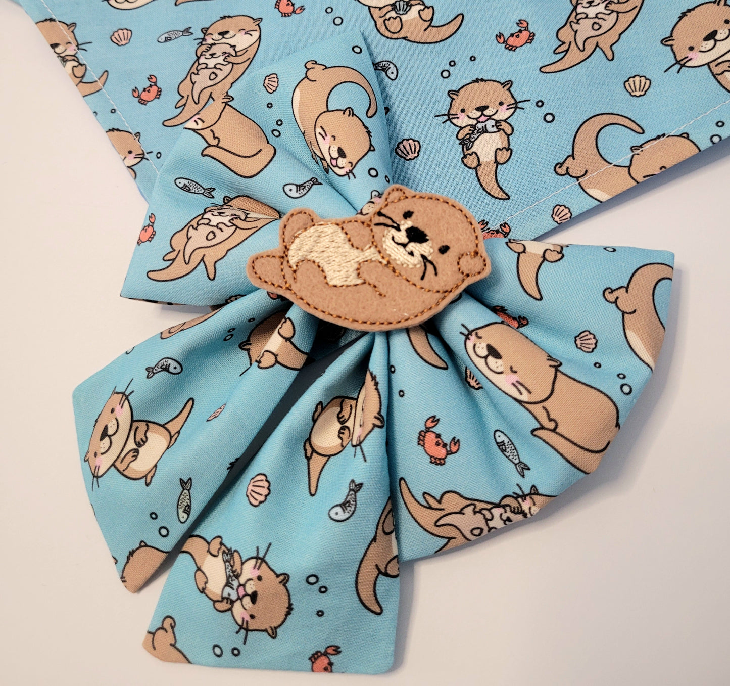 Otterly cute embroidered sailor bow