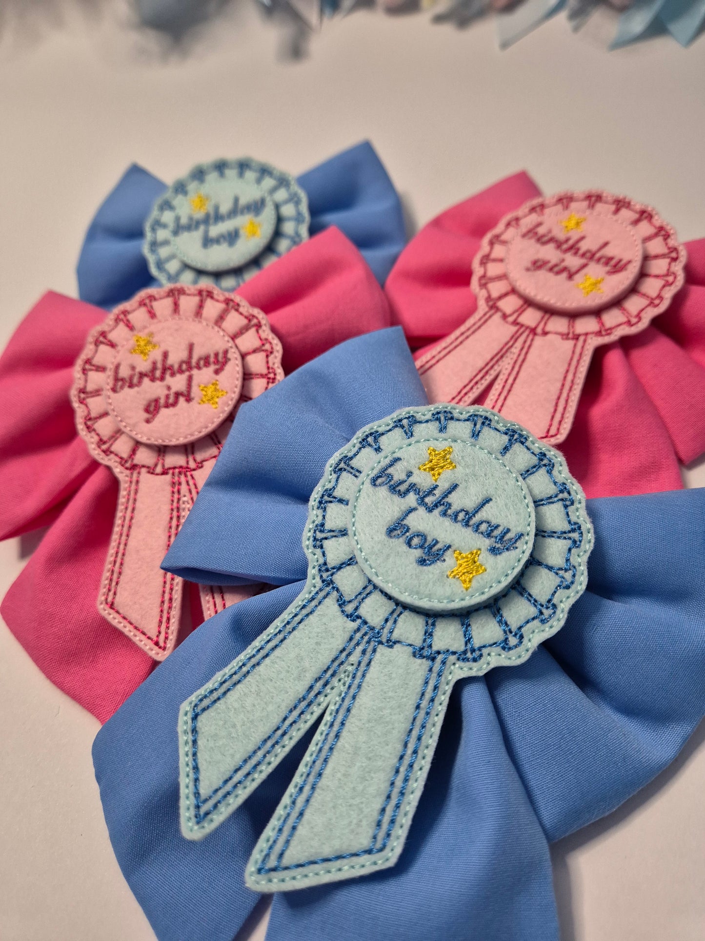 Birthday boy/girl embroidered Rossette sailor bow