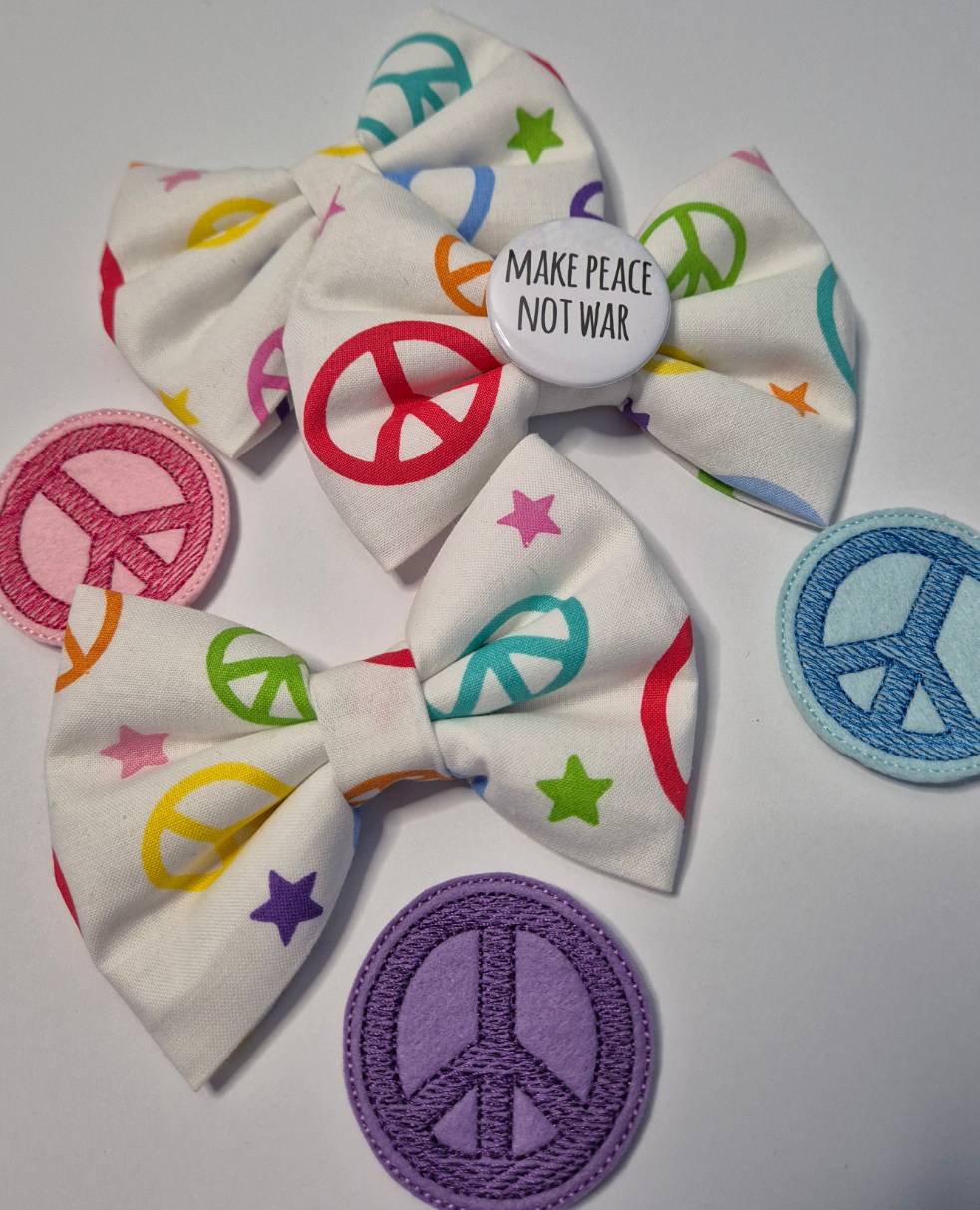 Peace not war embroidered/slogan bowtie