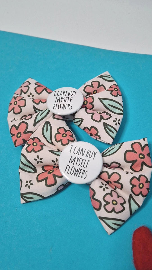 I can buy myself flowers slogan bowtie