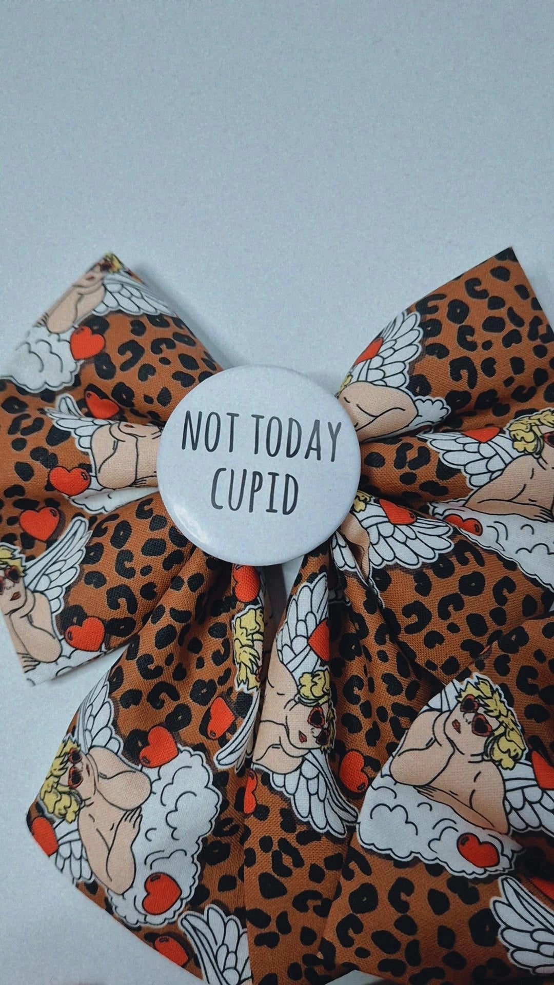 Not today cupid embroidered/slogan sailor bow