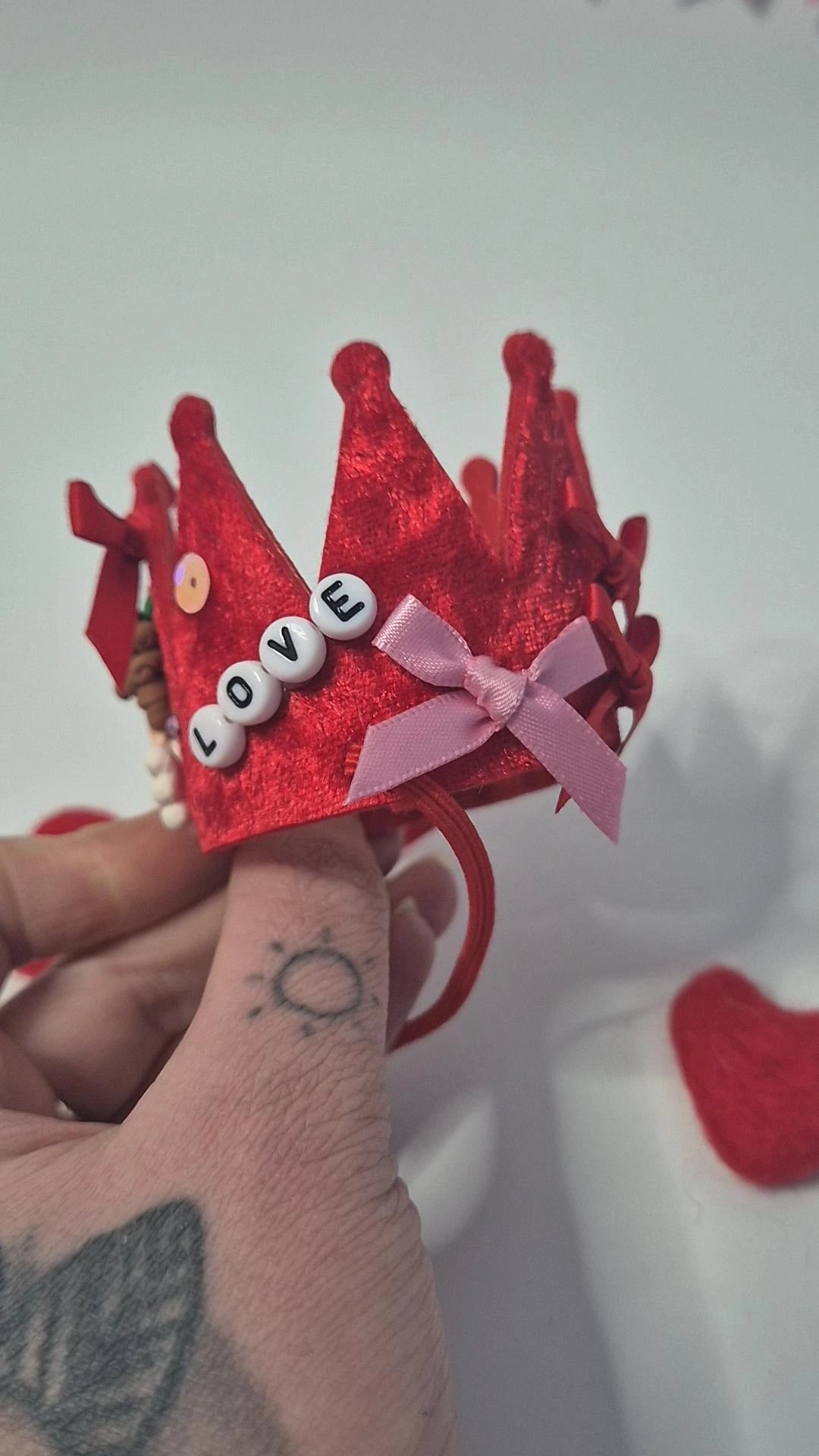 Red velvet cherub bow crown (one available)