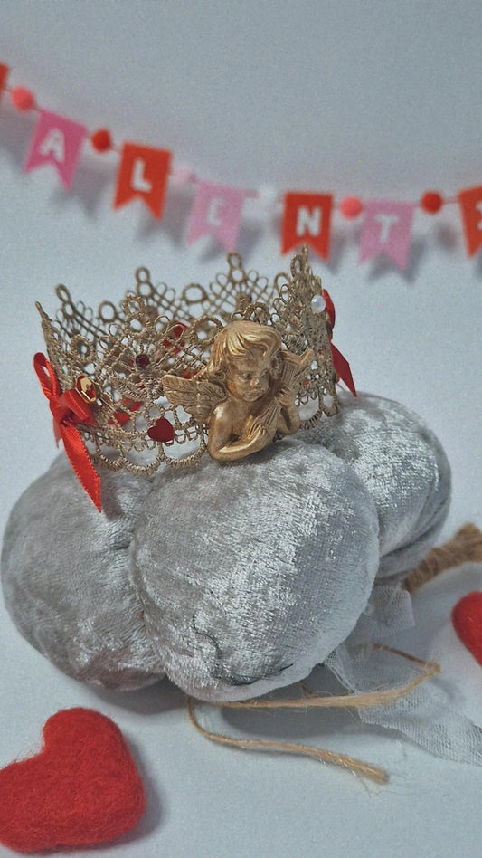 Red bow luxury lace cherub crown (one available)