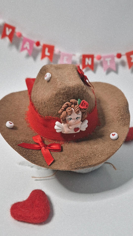 Mini red cherub cowboy hat