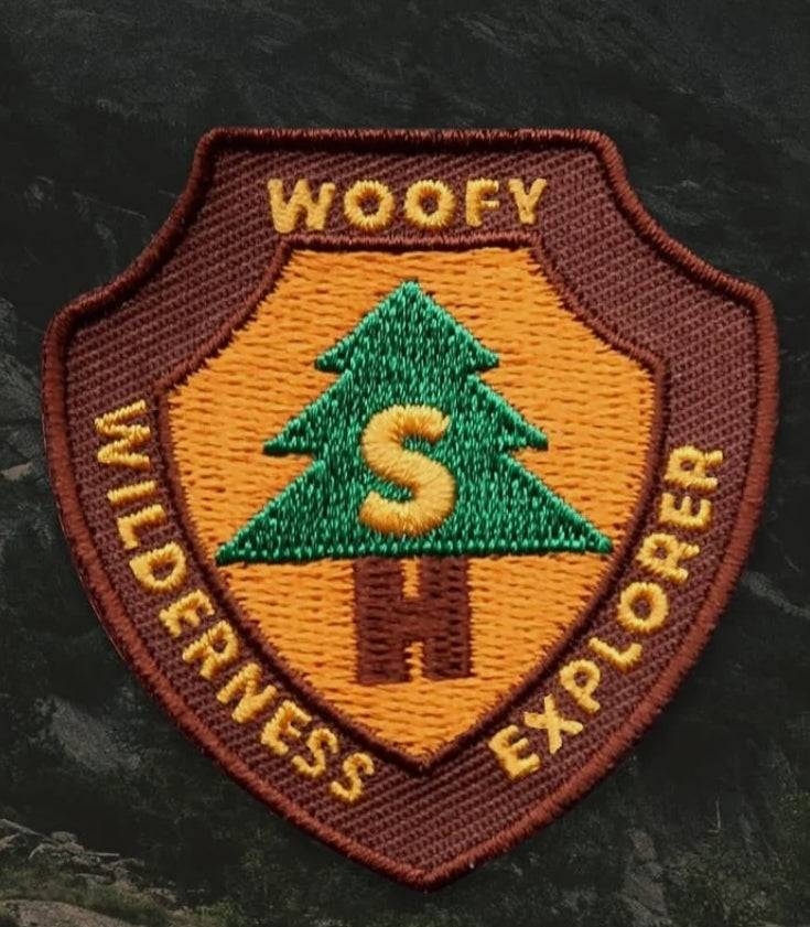 Woofy wilderness explorer iron on patch