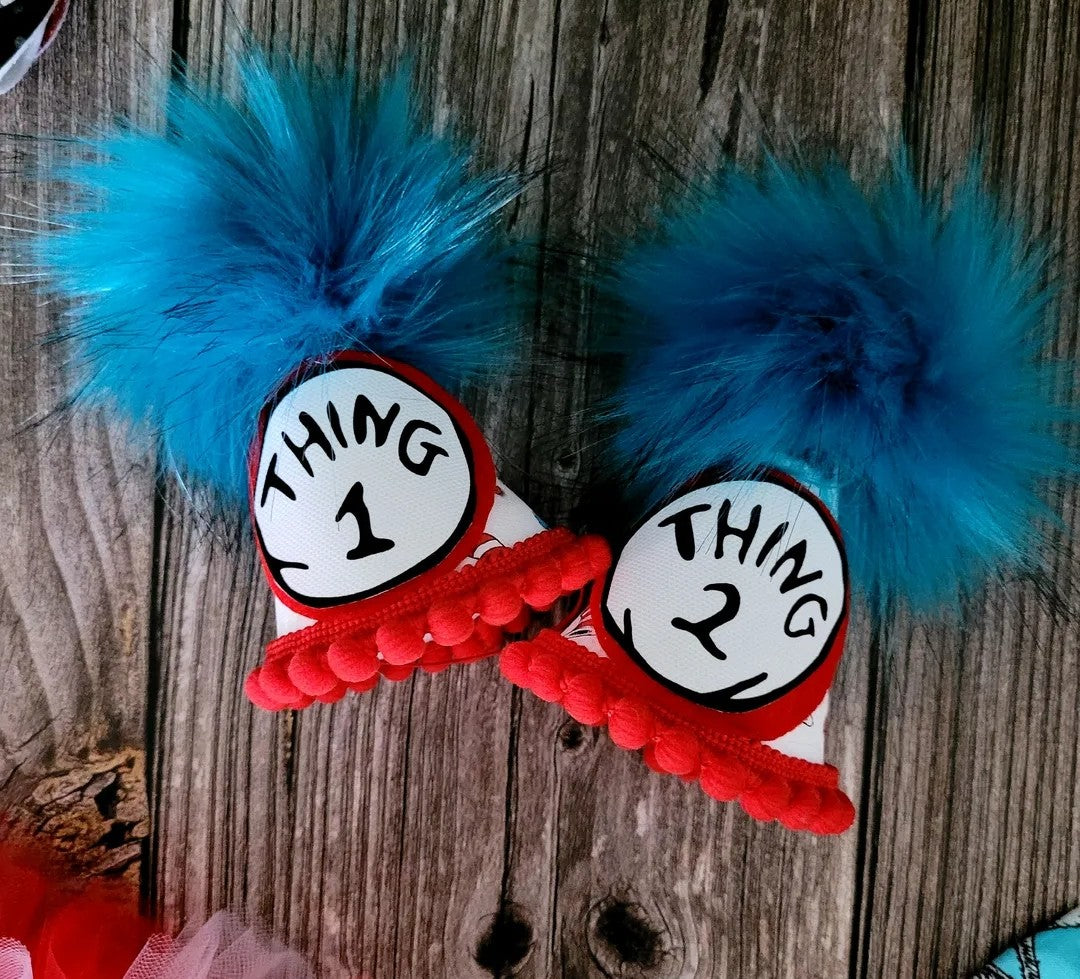 Thing 1 thing 2 luxury pom party hat