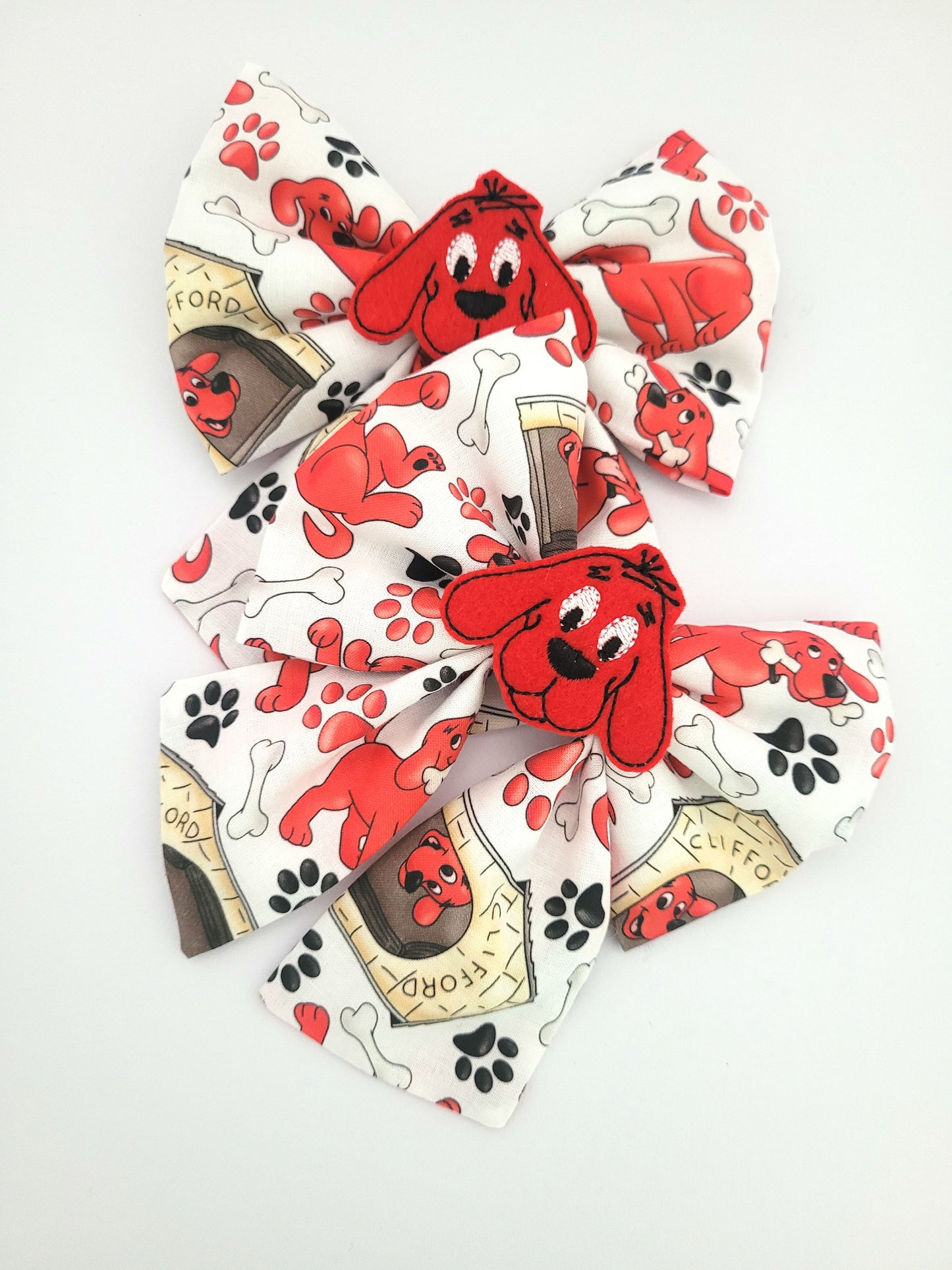 Big red dog embroidered sailor bow