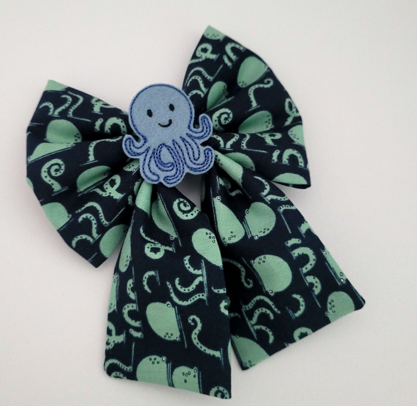 Octopus embroidered sailor bow