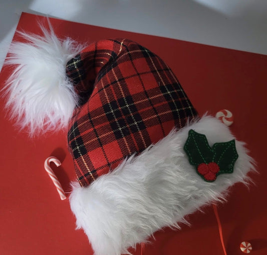 Tartan santa hat (add on bow)