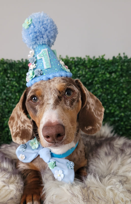 Glitter floral pawty hat