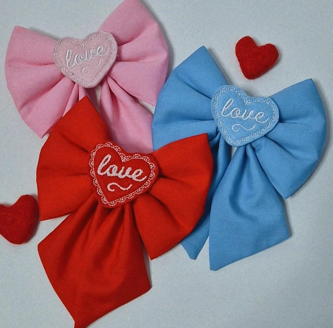 Love embroidered sailor bow