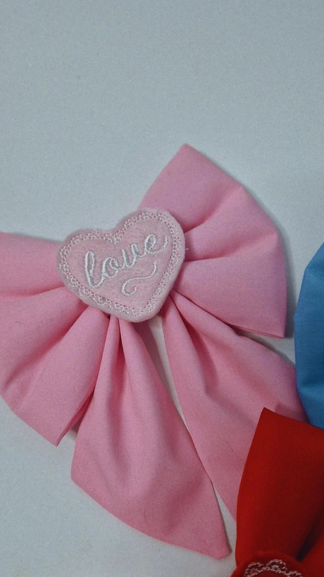 Love embroidered sailor bow