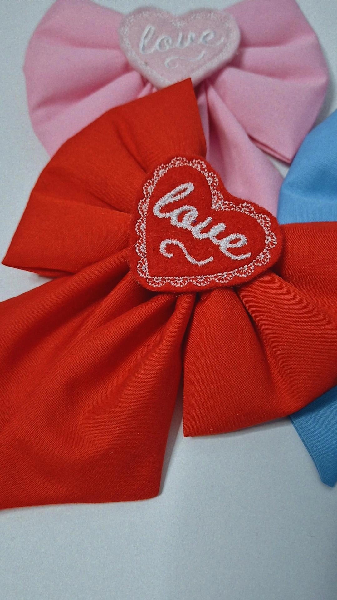 Love embroidered sailor bow