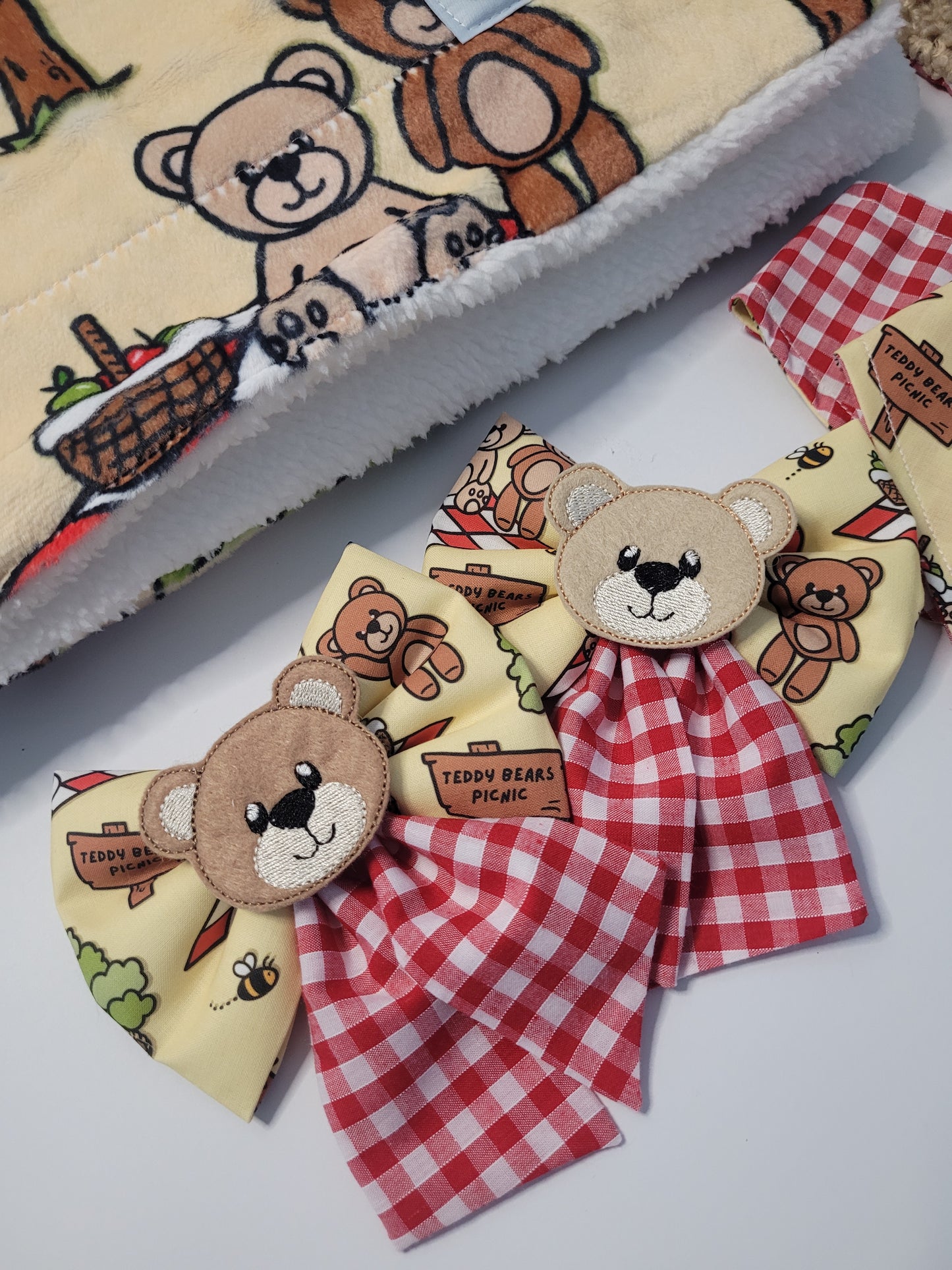 Teddy bears picnic embroidered sailor bow