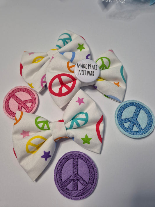 Peace not war embroidered/slogan bowtie