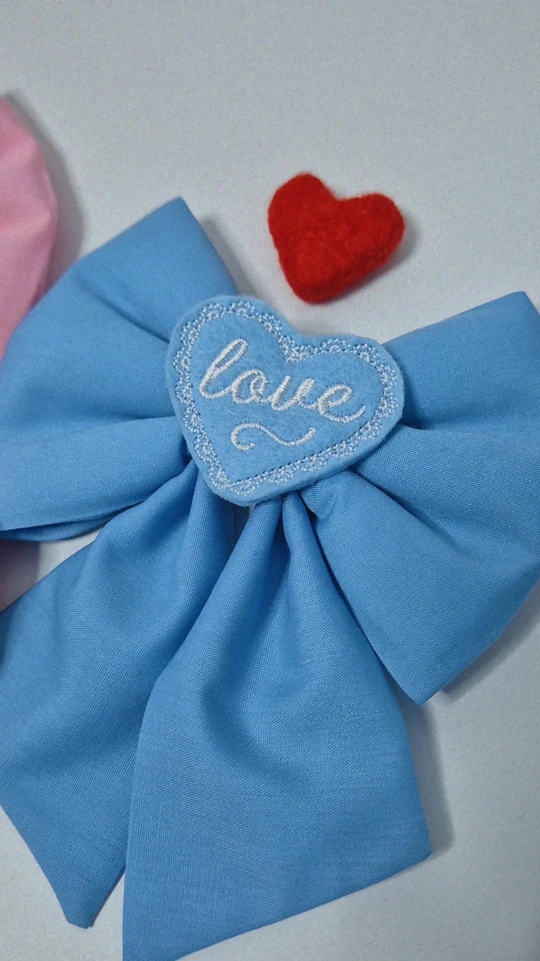 Love embroidered sailor bow